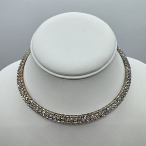 Charming Charlie Double Row Rhinestone Silver Choker
